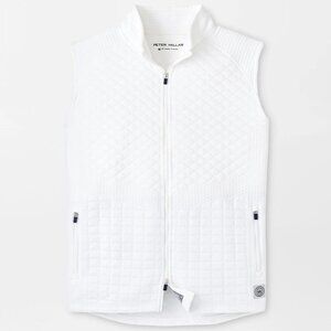 Peter Millar White Orion Performance Quilted Vest MS24EK353 Golf Full-Zip